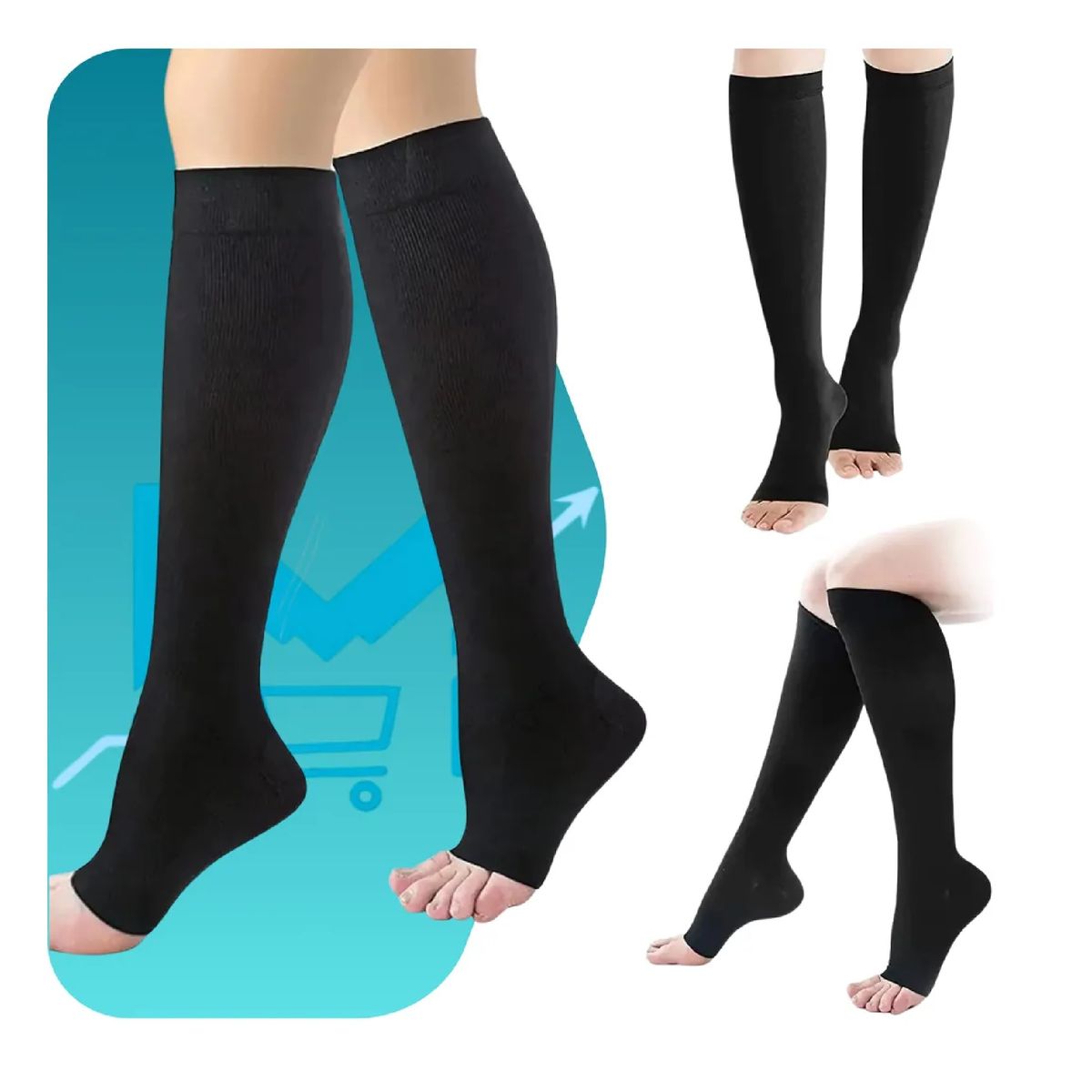 GENERICO - Calcetines De Compresion Mejora Circulación Y Antifatiga Negro Talla M
