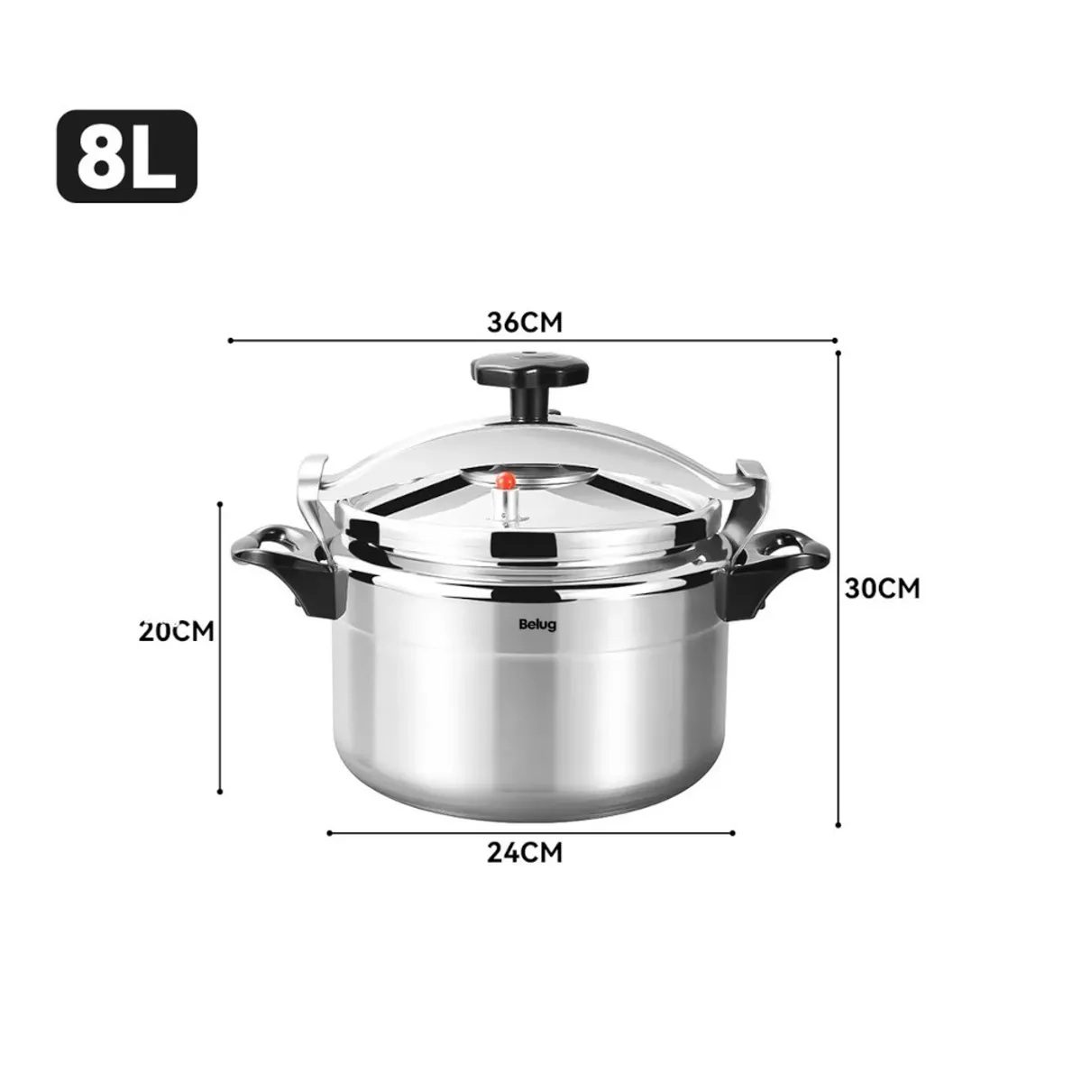 GENERICO - Olla A Presion Cacerola Aluminio 8 Litros Cocina Chef Choice Plateado BELUG