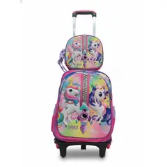 FASHIONS - Mochila Niños Escolar Moda Ruedas Diseño unicornio 3 piezas