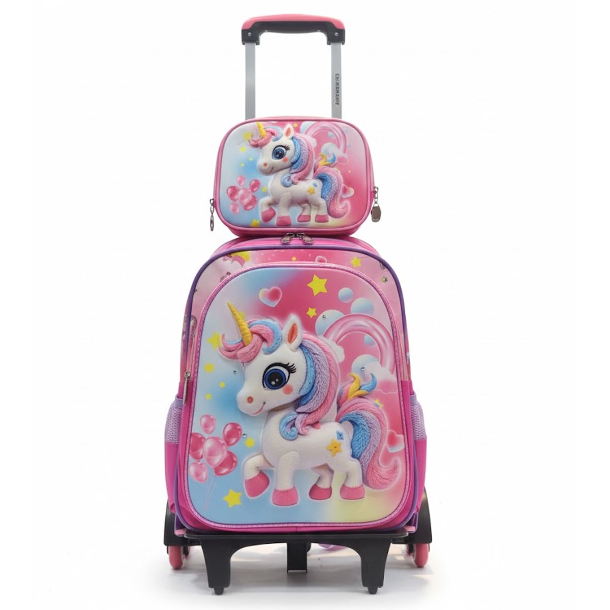 FASHIONS - Mochila Niños Escolar Moda Ruedas Diseño unicornio 3 piezas
