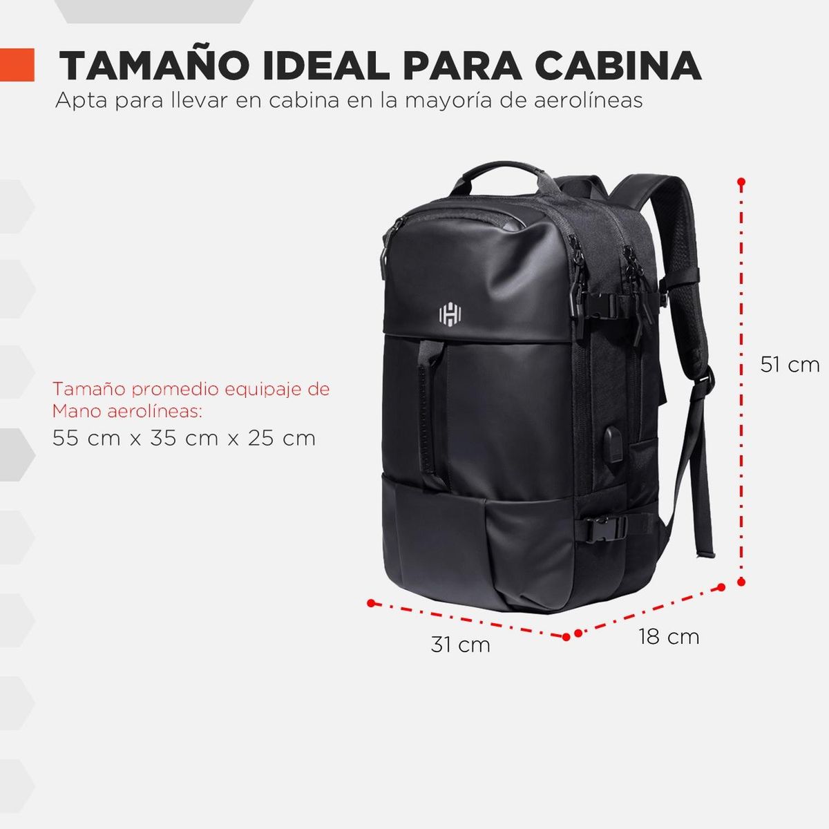 HARDLEY - Mochila para Viaje Cabina Hardley Impermeable 28L Ajustable