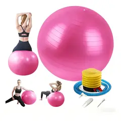 GENERICO - Pelota Fitness De Ejercicio Para Yoga Pilates 65cm Con Bomba Rosa