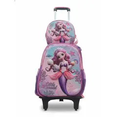 FASHIONS - Mochila Niños Escolar Moda Ruedas Diseño Sirena 3 piezas