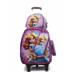 FASHIONS - Mochila Niños Escolar Moda Ruedas Diseño princesas 3 piezas