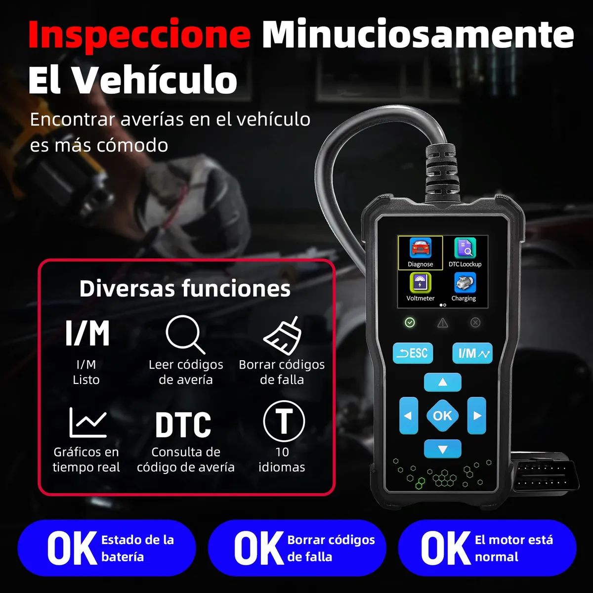 Escáner Automotriz At100 Obd2 Para Vehículos Lector De Código, marca GENERICO - Foto 2
