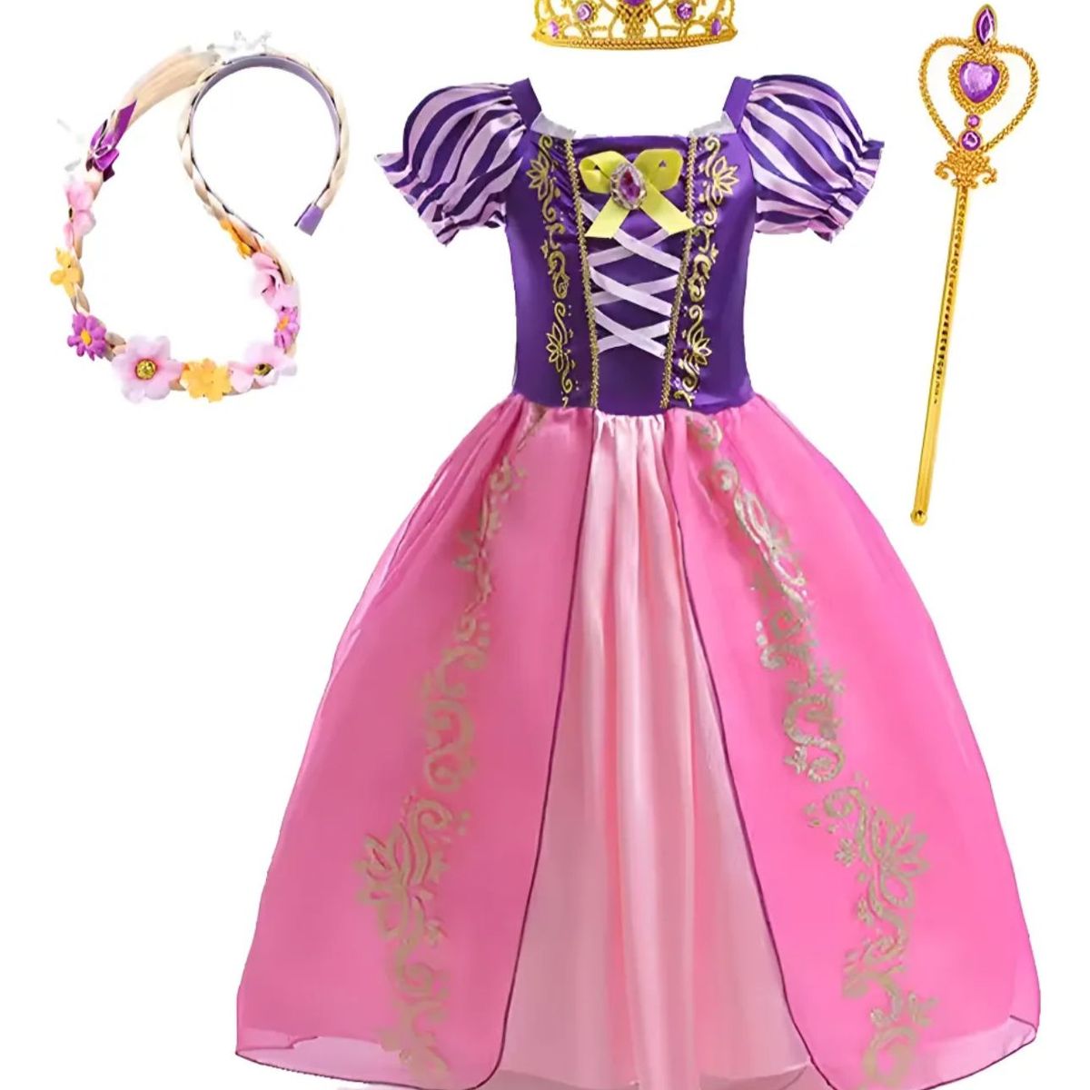GENERICO - Disfraz princesa rapunzel para niña talla 3 con accesorios