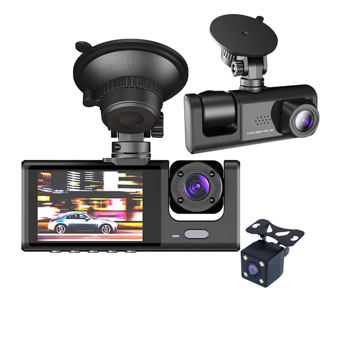 GENERICO - Cámara Para Auto Dvr camera Pro Wifi 1080p Hd 3 Lentes