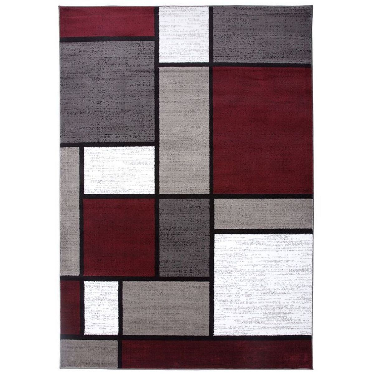 GENERICO - ALFOMBRA CON DISEÑO 200X240 CUADRO BURDEO MODERNO ELEGANTE WM