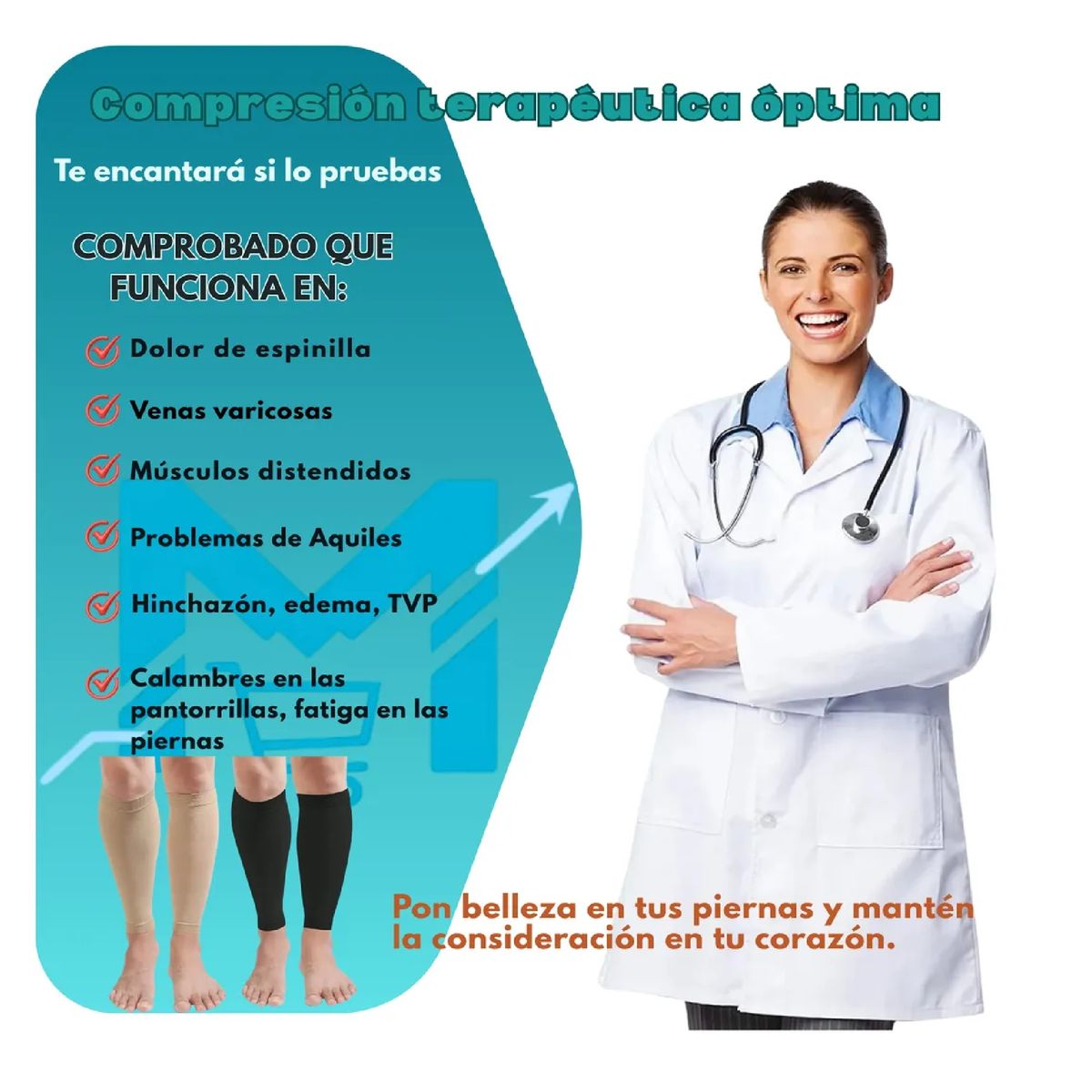GENERICO - Calcetines De Compresion Venosa 20-25 Mmhg Para Pantorrillas Negro Talla L