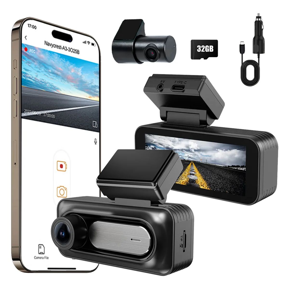GENERICO - Dashcam Dual Con Grabación En 4k1080p Gps Wifi Y 32gb