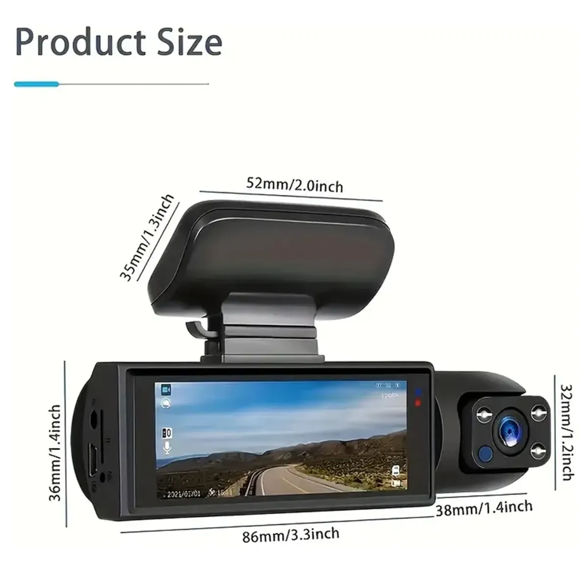 GENERICO - Camara Seguridad Auto 1080p Hd Vision Nocturna 3.16 Pulgadas