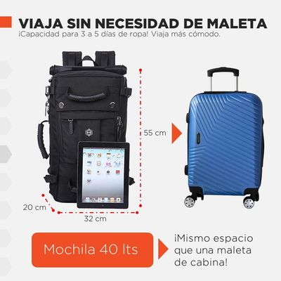 Imagen 2 del producto Mochila Bolso Viaje 40L Multiuso Notebook Avion