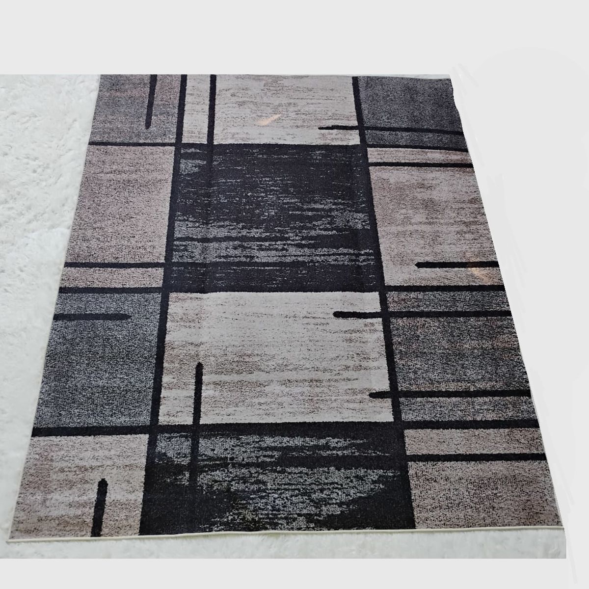 GENERICO - ALFOMBRA MODERNA CON DISEÑO 200X240 CUADRO MARRON ELEGANTE WM