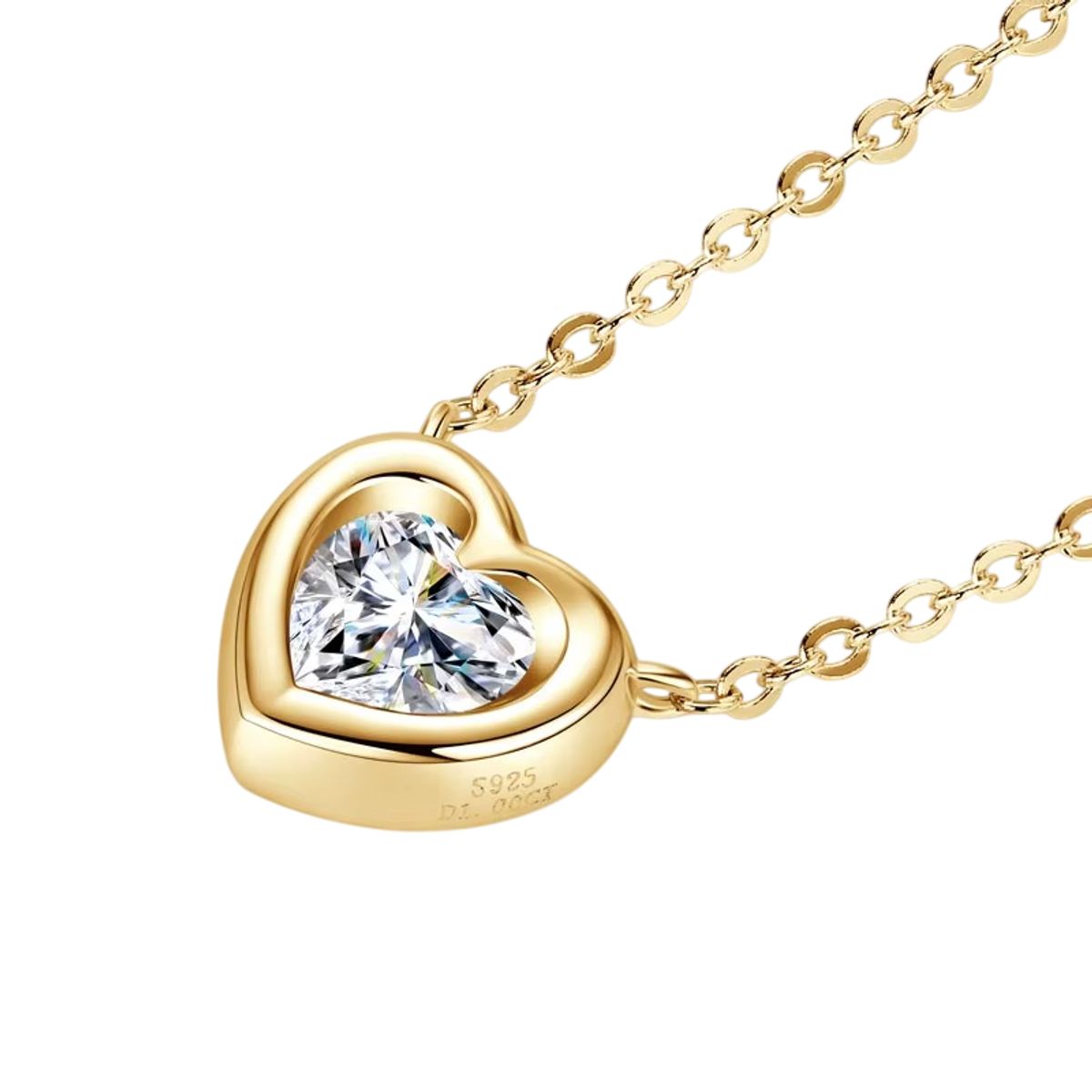 LUXURYJOYAS - Collar Oro 18k sobre plata925 Diamante Moissanita 1CT Certificado