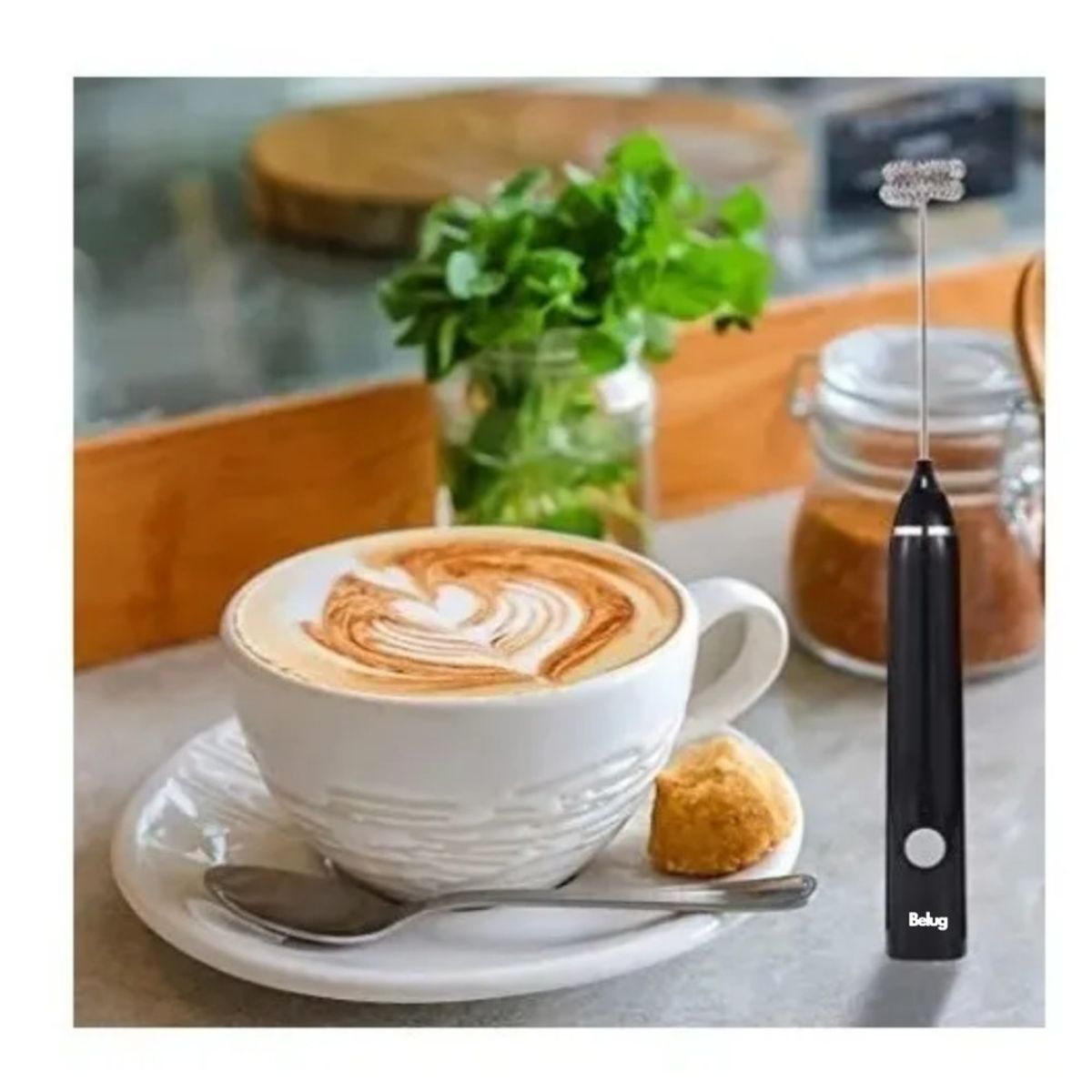 GENERICO - Batidor de Mano de Espuma Mini de Leche Eléctrico Espumador Recargable Negro