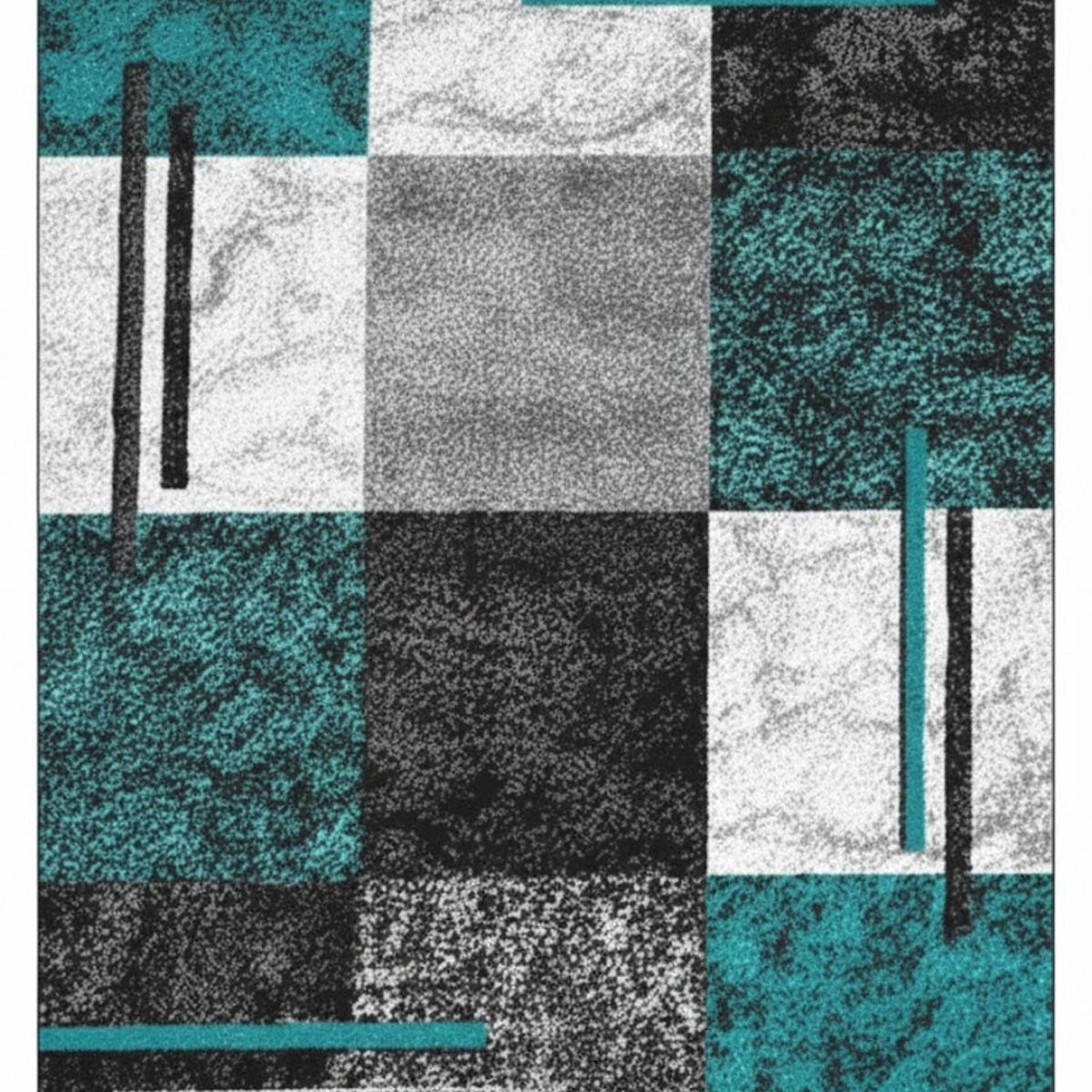 GENERICO - ALFOMBRA MODERNA 200X240 CM DISEÑO CUADRO TURQUESA ELEGANTE DECORATIVA WM