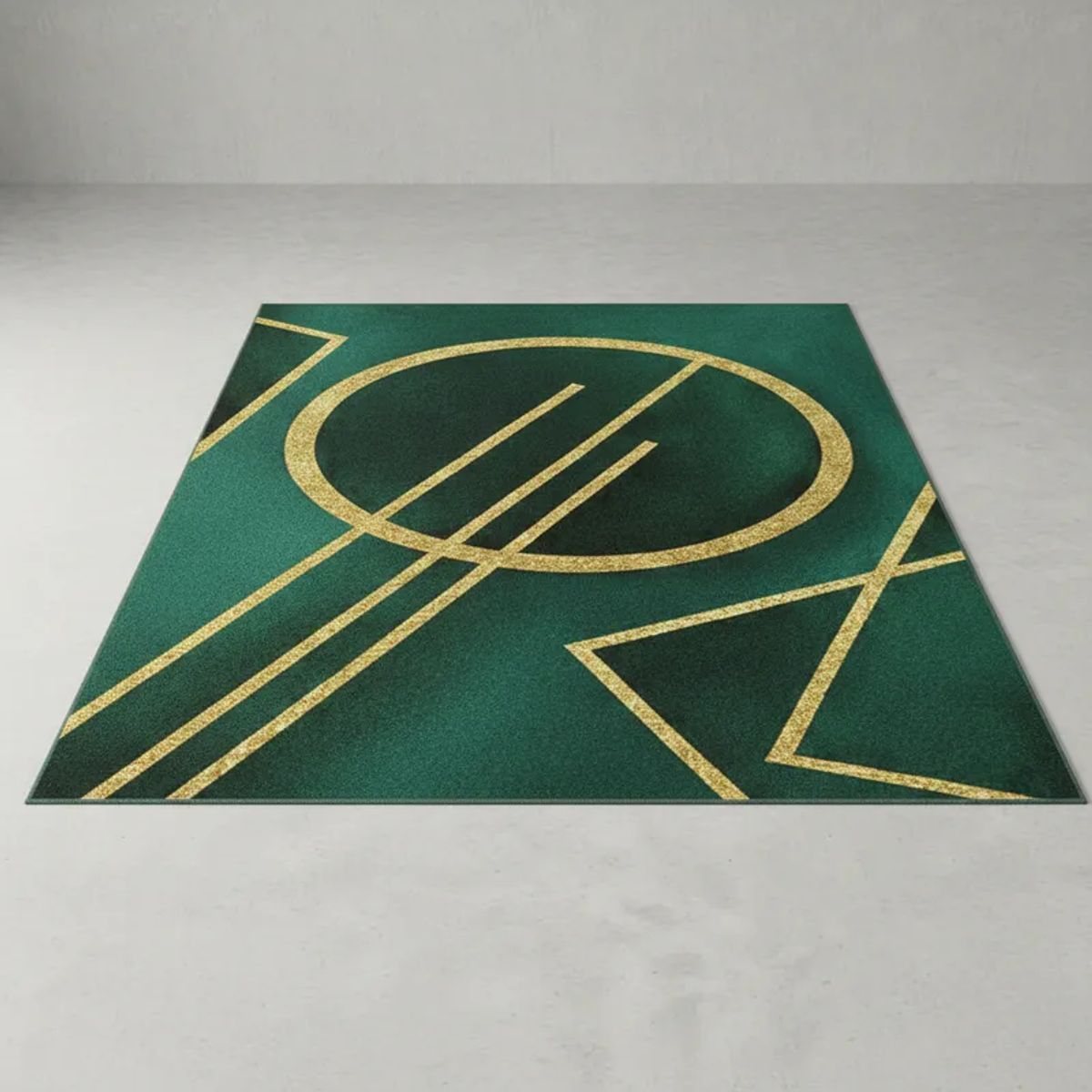 GENERICO - ALFOMBRA MODERNA 200X240 CM VERDE CIRCULO DORADO ELEGANTE DECORATIVA WM
