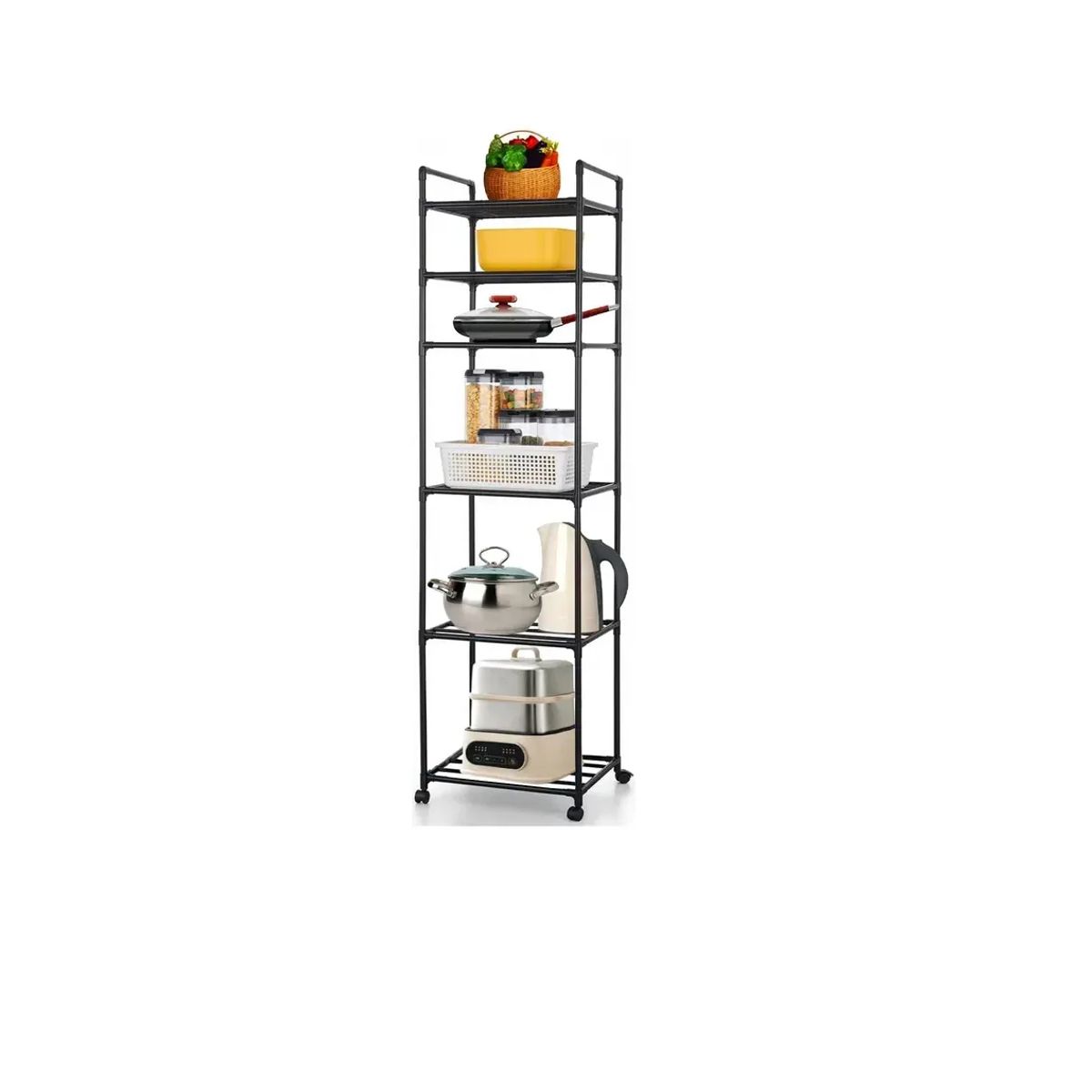 GENERICO - Estante Organizador Metálico De 6 Niveles De Cocina Baño Negro