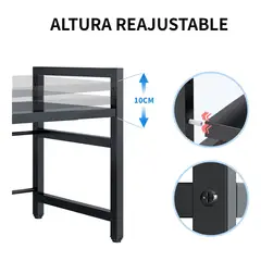 GENERICO - Estante Extensible Microondas Hierro Negro Ajustable con Ganchos