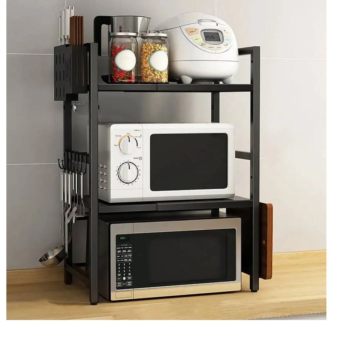 GENERICO - Estante Repisa Extensible Horno Microondas 3 Niveles Cocina Negro