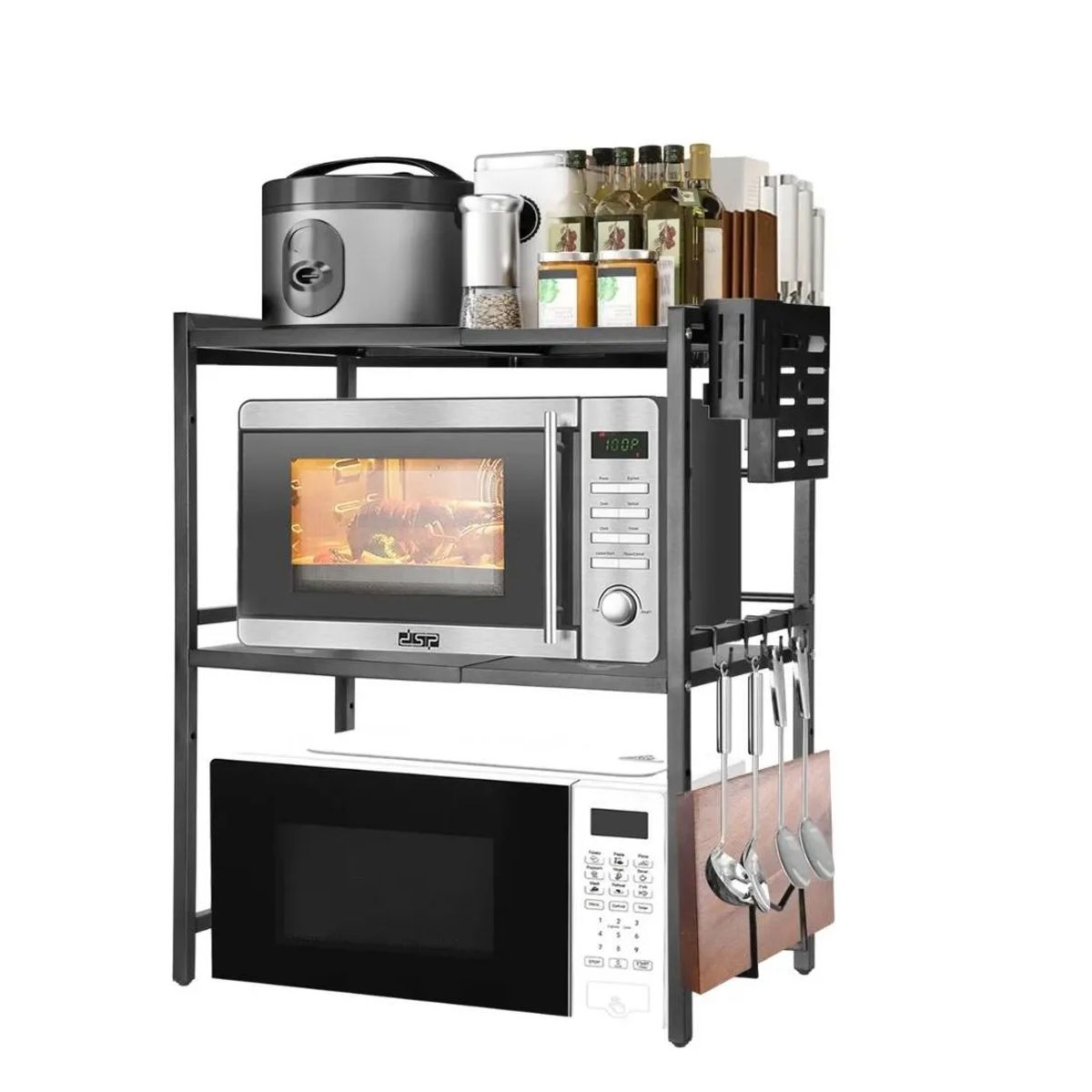 GENERICO - Estante Repisa Extensible Horno Microondas 3 Niveles Cocina Negro