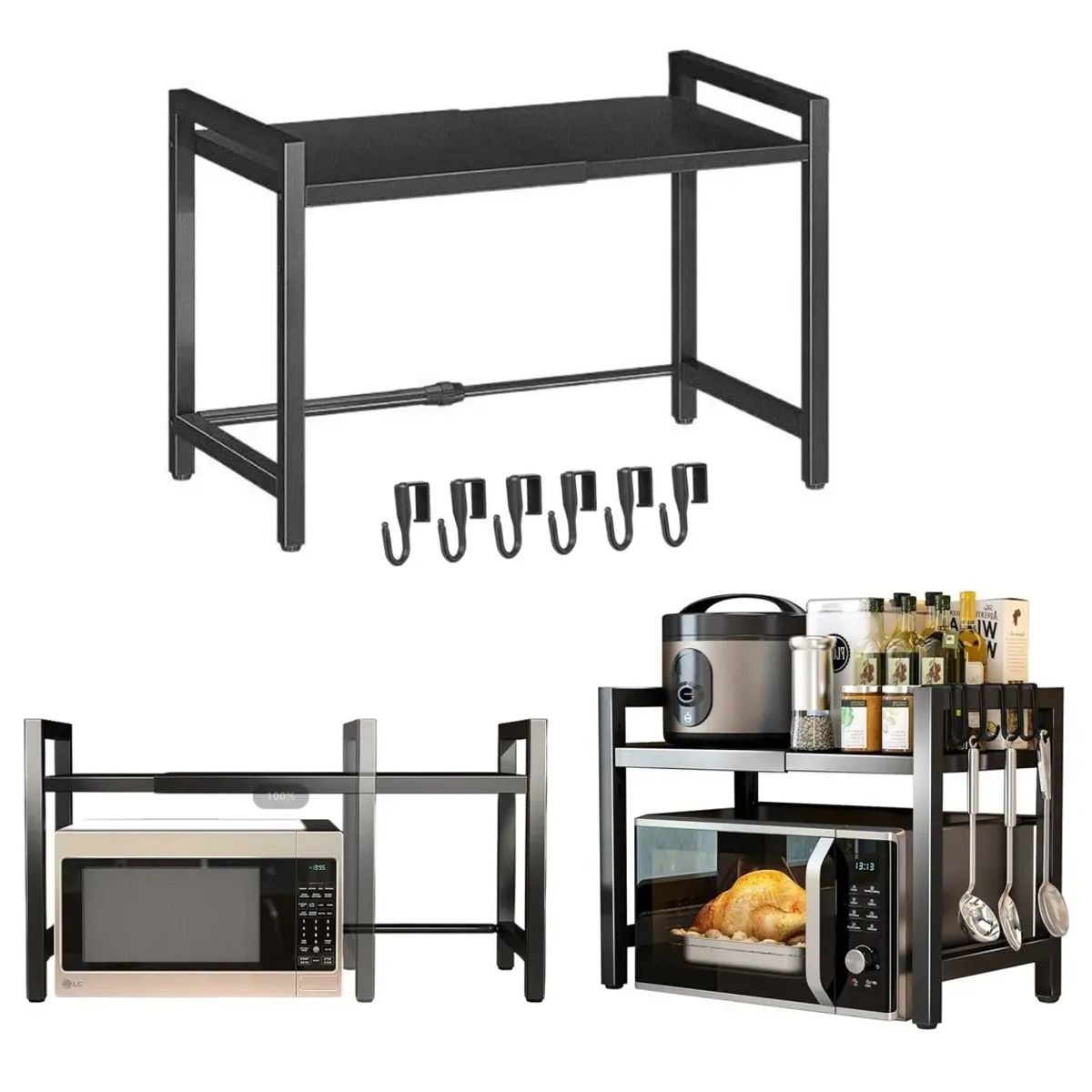 GENERICO - Estante Repisa Organizador Extensible Horno Microondas Negro