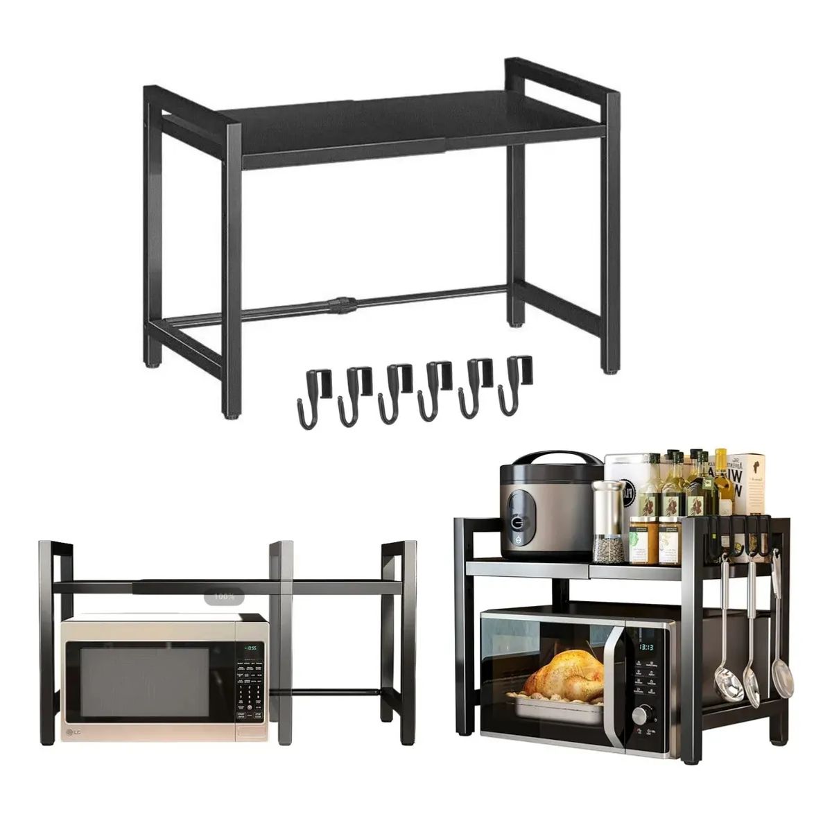 GENERICO - Estante Repisa Organizador Extensible Horno Microondas Negro