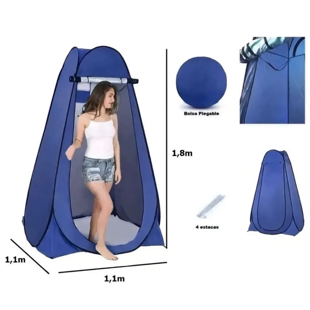 MOMO - Carpa Caseta D Baño Vestidor Portátil Para Camping 1 Persona azuel