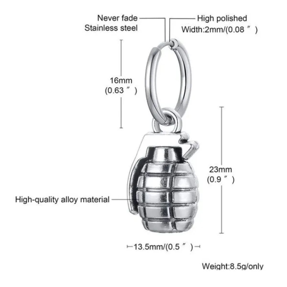 GENERICO - Aros Punk Granada Silver Space Hombre Mujer 2022