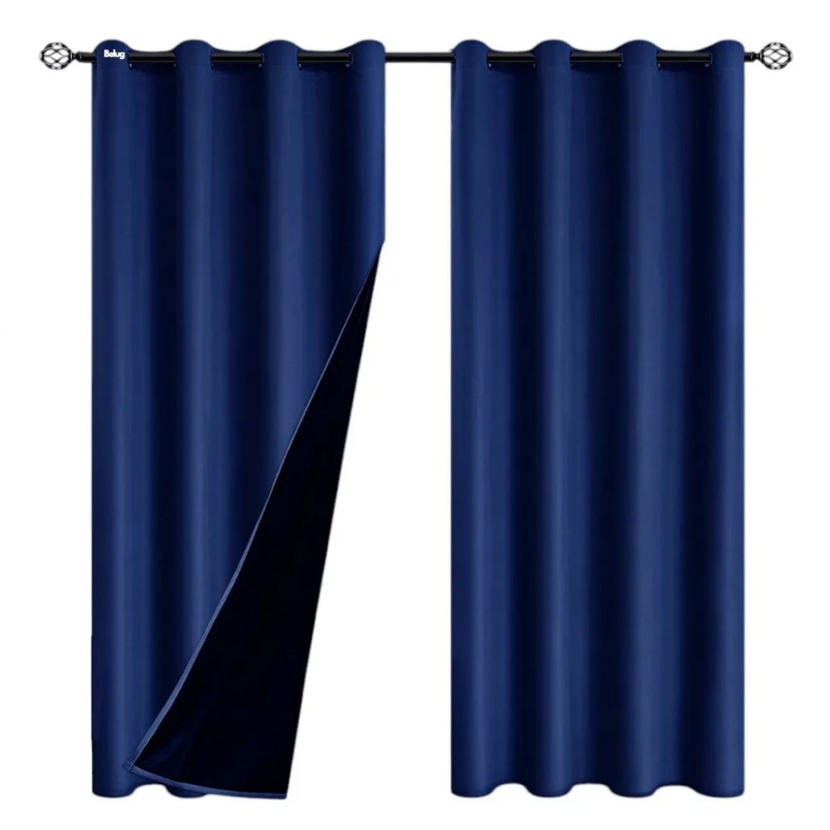 GENERICO - 2 Paños Cortinas Blackout Engomada Tela Fresca AZUL BELUG