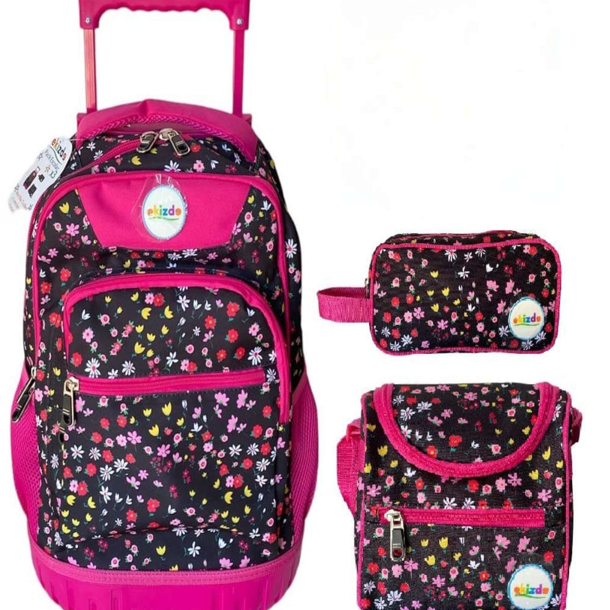 GENERICO - Mochilas diseño de Flores 3piezas