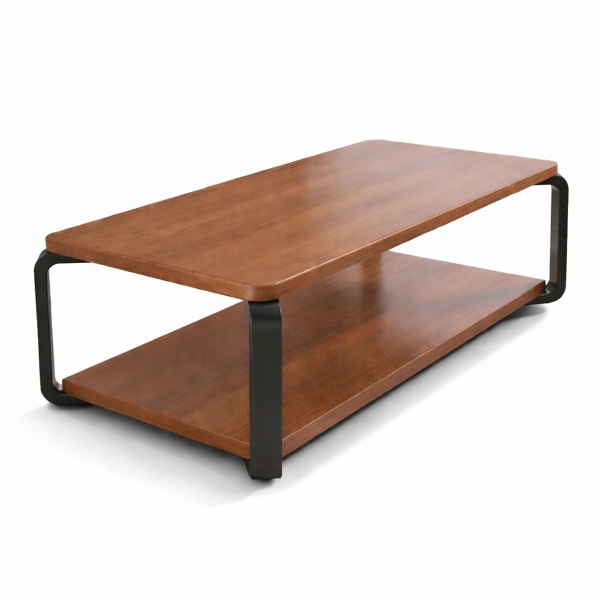 ACTUAL - Mesa de Centro Doble Nivel 100x50x43 cm Diseño Moderno en Madera y Metal