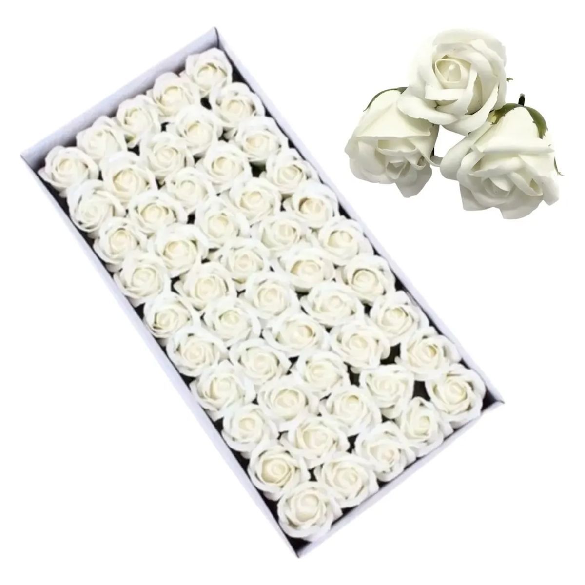 GENERICO - Pack 50 Unid Rosas De Jabón Para Decoraciones Blanco