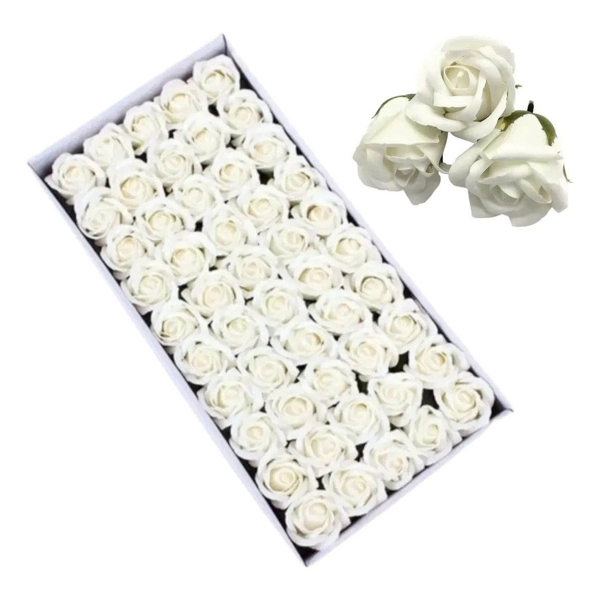 GENERICO - Pack 50 Unid Rosas De Jabón Para Decoraciones Blanco
