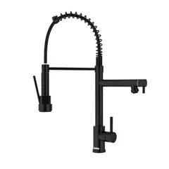 GENERICO - Llave Cocina Monomando Triple Lavaplatos Flexible Negro Negro Mate BELUG