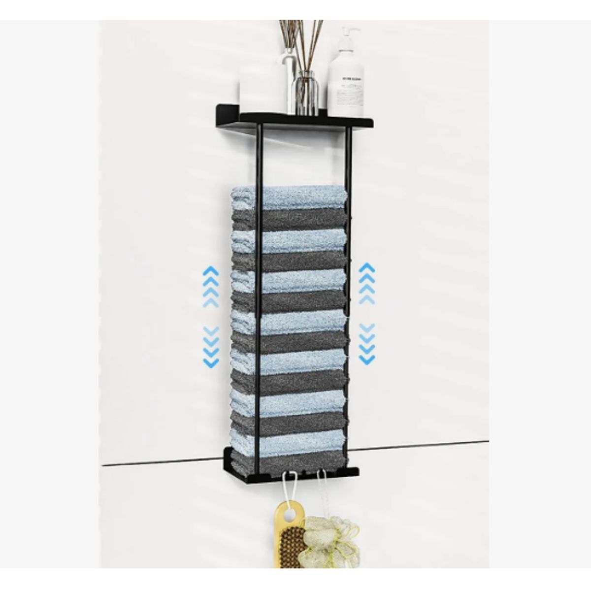 GENERICO - Toallero Para Baño Metal Retráctil En Pared Con Ganchos