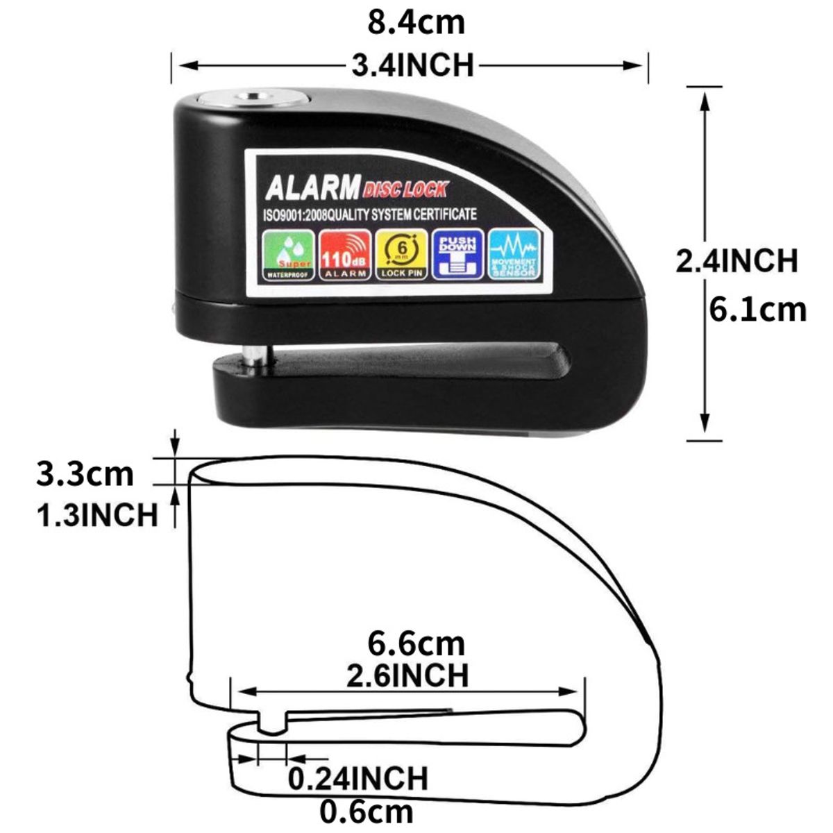 KINDA NICE - Candado Con Alarma Freno Disco Moto + Piola Recordatoria