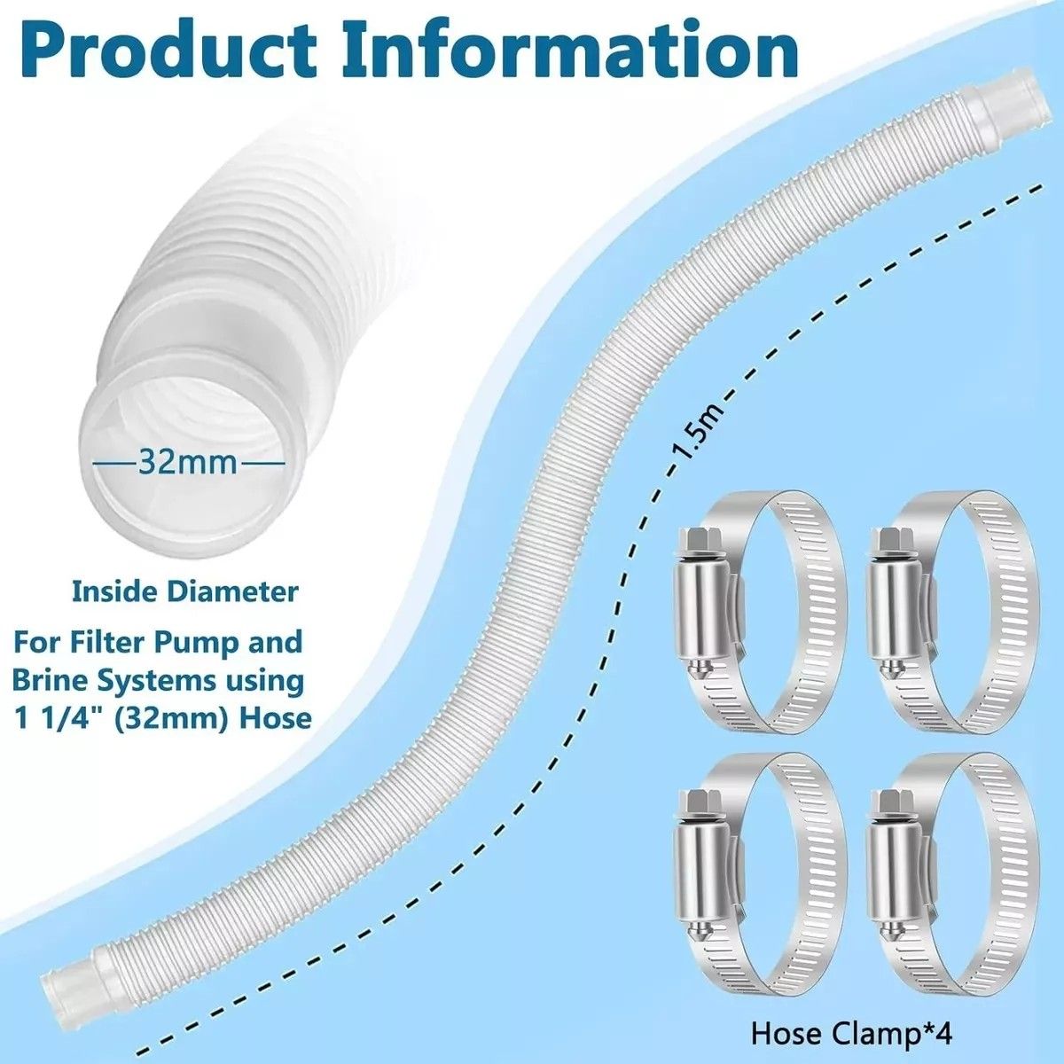 KUANGYE - Kit 2 Mangueras Filtro Piscina Para Intex Bestway 150cm