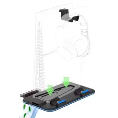 GENERICO - Soporte Vertical Negro Compatible con PlayStation 5 Slim con Ventilador y RGB