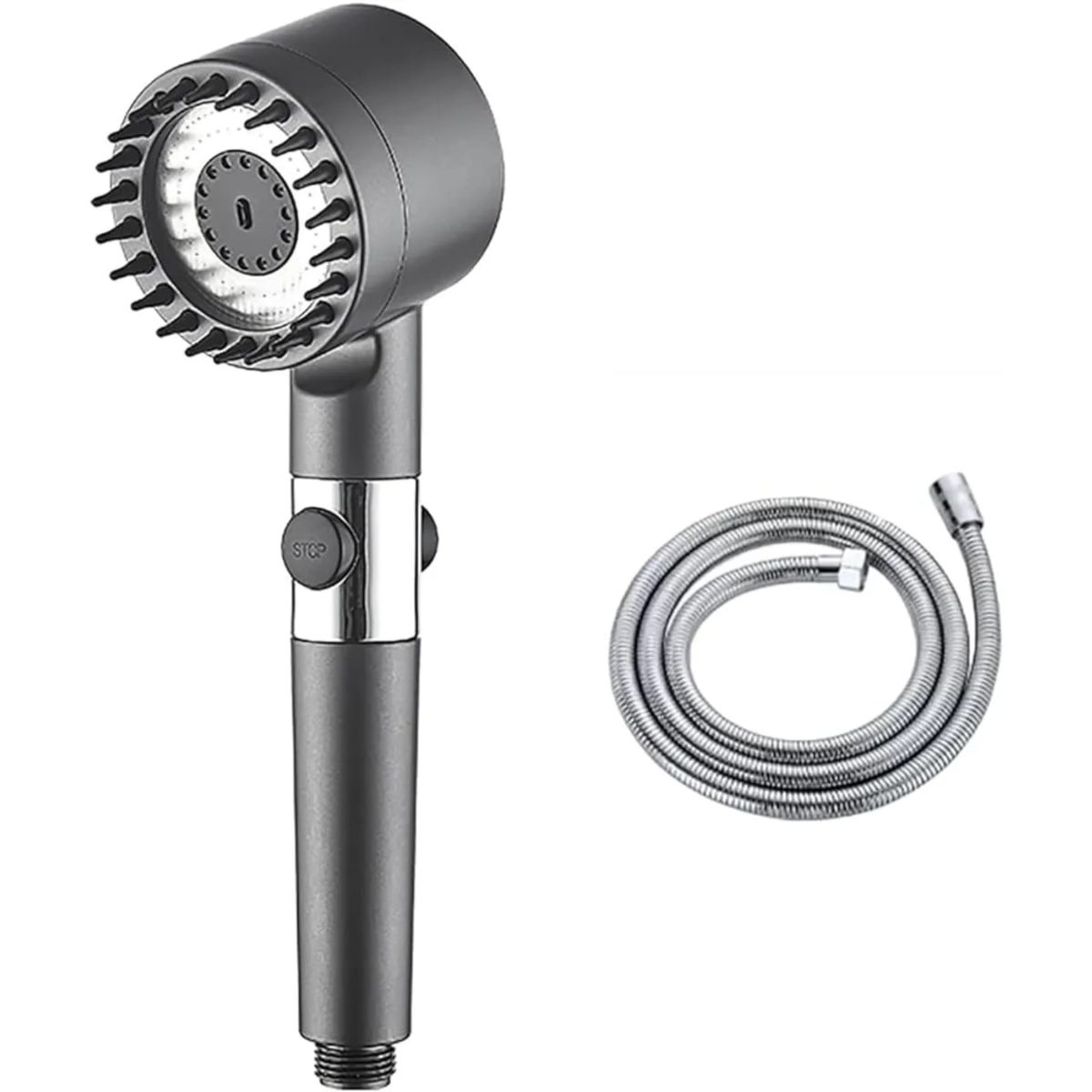 MOVI - CABEZAL DE DUCHA 4 EN 1 con Manguera Flexible de 1.50 cms