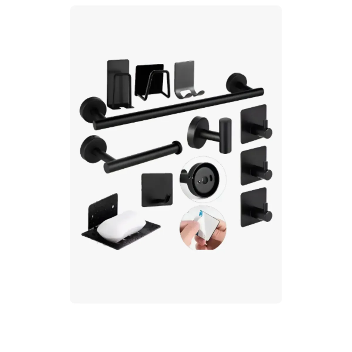 GENERICO - Juego De Accesorios De Baño Toalleros 304 Inoxidable 11pcs Negro