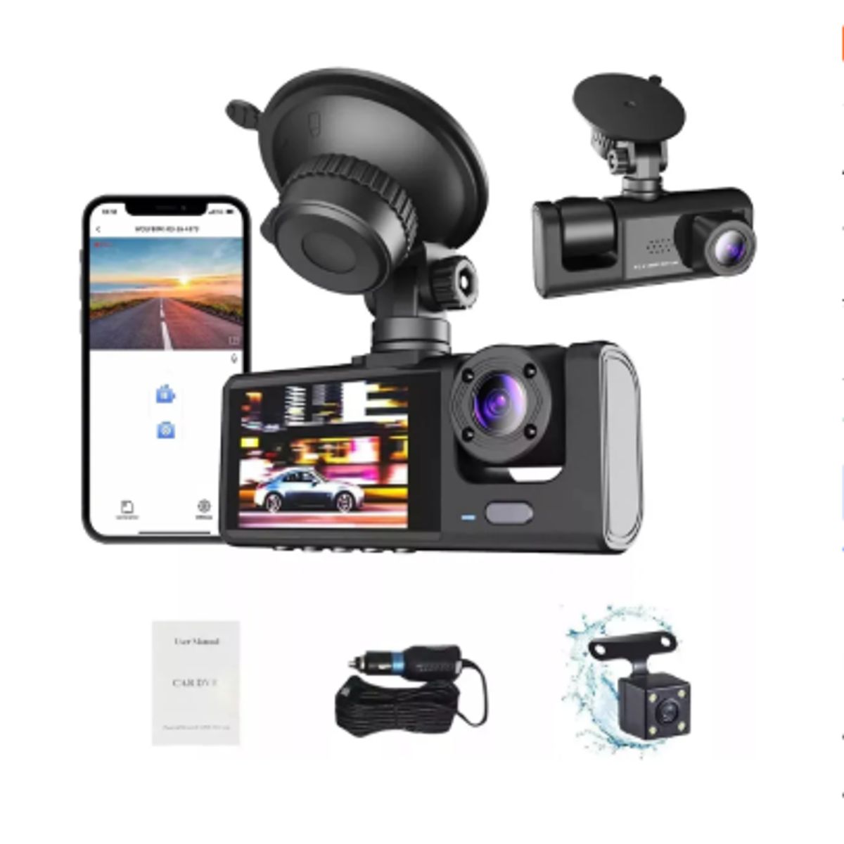 GENERICO - Cámara Para Auto Hd 1080p+wifi Accesorio Dashcamera 3 Cámara