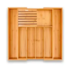 GENERICO - Organizador De Cubiertos Bambú Ajustable 7 Compart Bambú