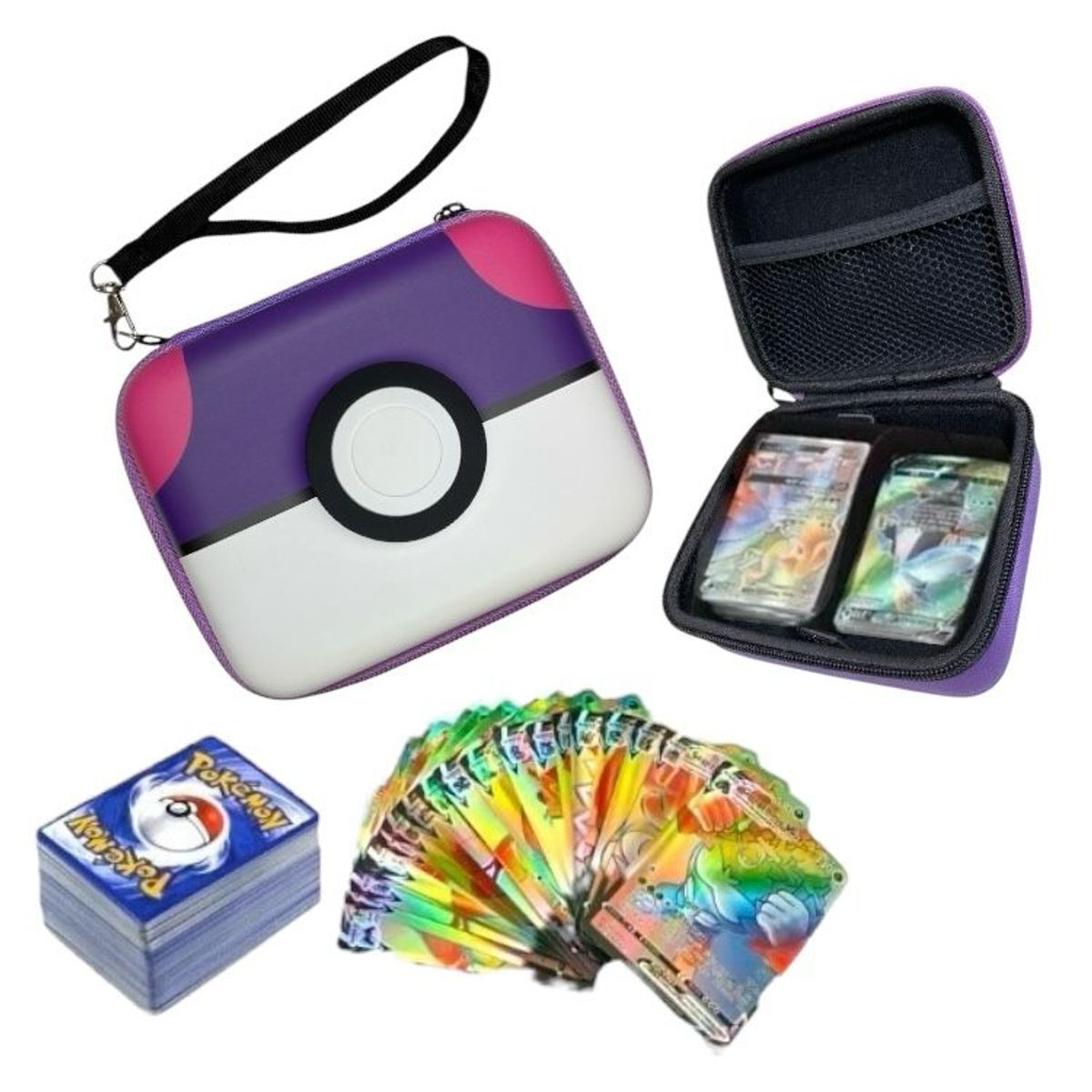 GENERICO - Estuche Tarjetero Rígido Protector Cartas Pokemon morado