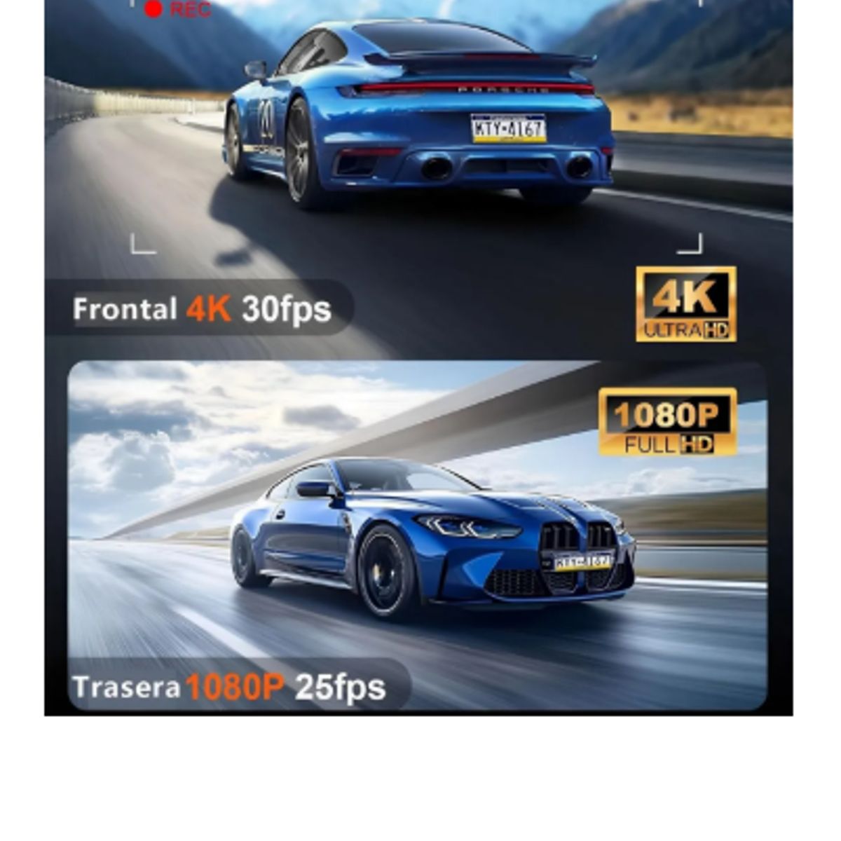 GENERICO - Grabador De Coche Con Pantalla 4k Wifigps Doble Cámara
