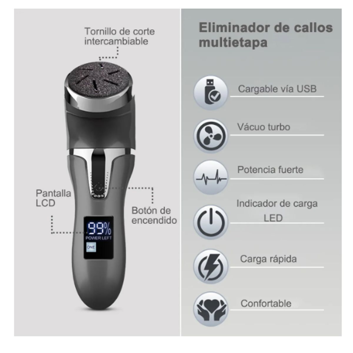 GENERICO - Removedor Quita Callos Eléctrico Para Pie Recargable 10 Pcs