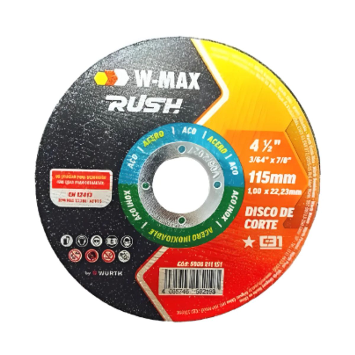 GENERICO - Disco De Corte Acero Inoxidable 4 1/2x1.0 Mm W-max 10 Unids. Negro