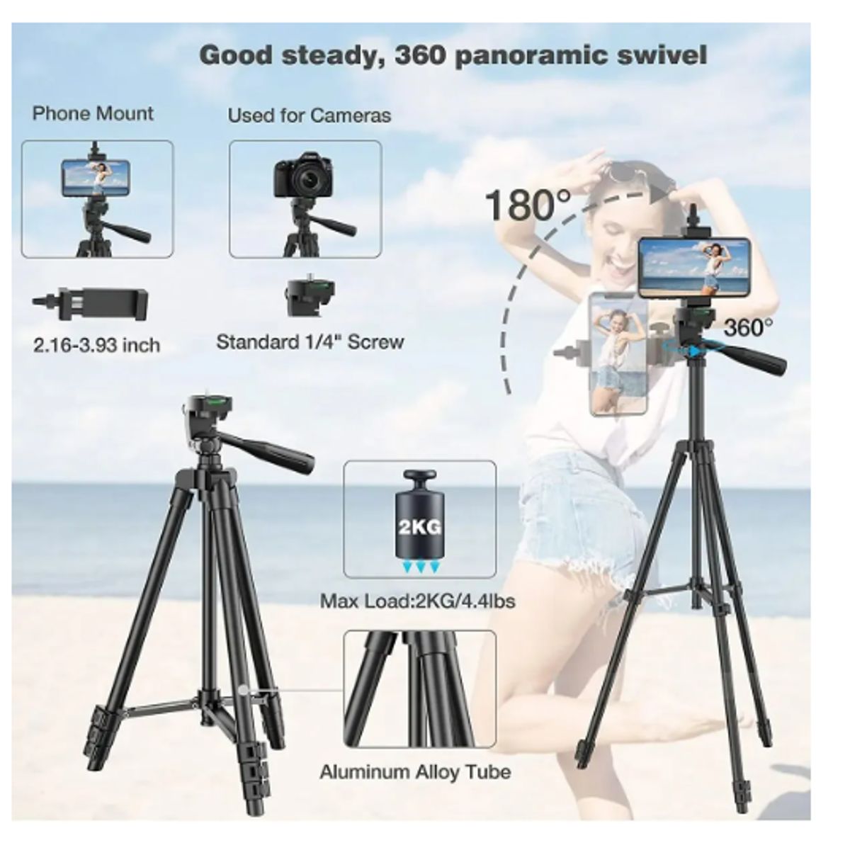 GENERICO - Trípode Celular Camara Soportes 165 Cm Control Bluetooth