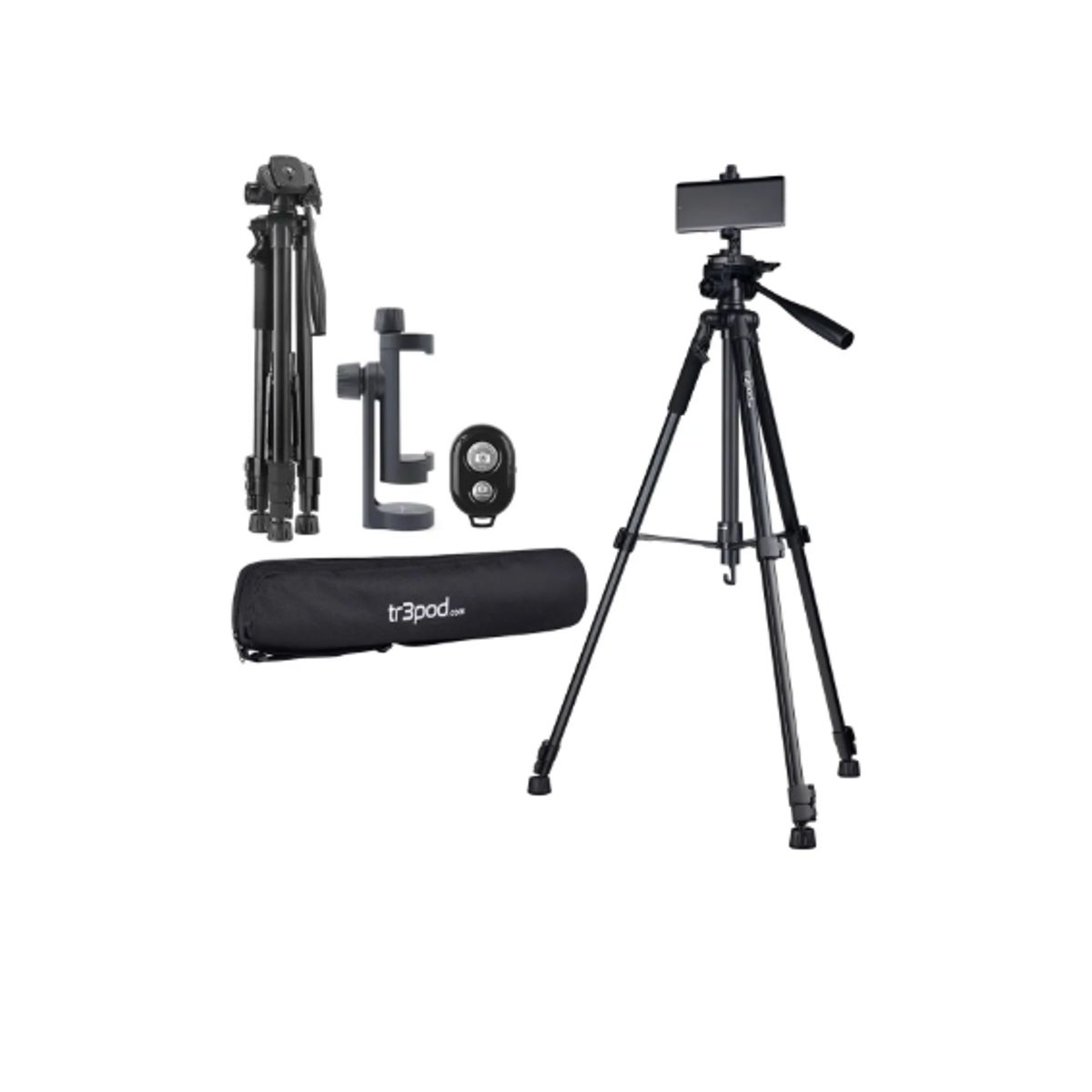 GENERICO - Tripode Camara Celular Tr3pod Aluminio Plegable + Control Negro