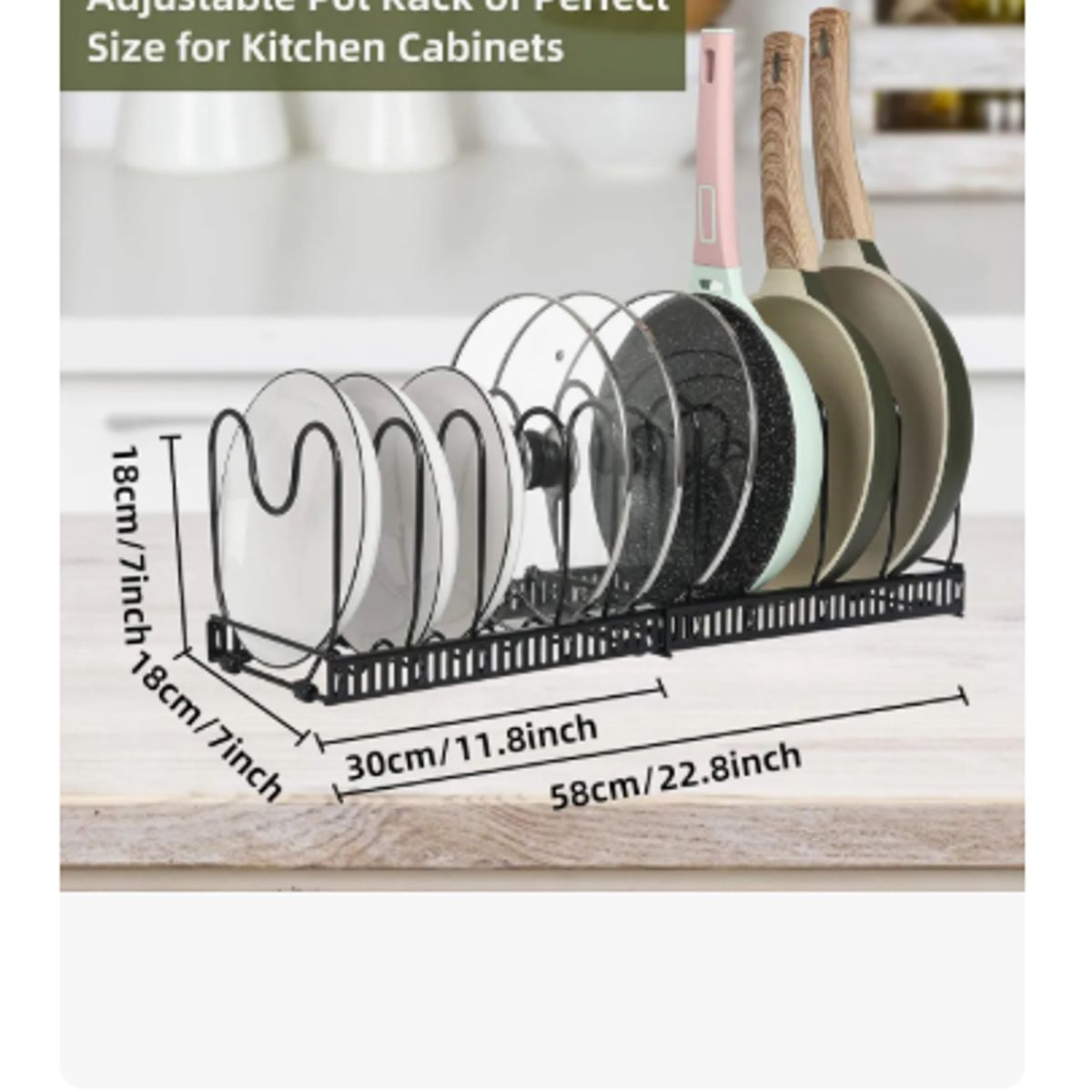 GENERICO - Rack Organizador Tapa Ollas Expandible Cocina Menaje Tablas